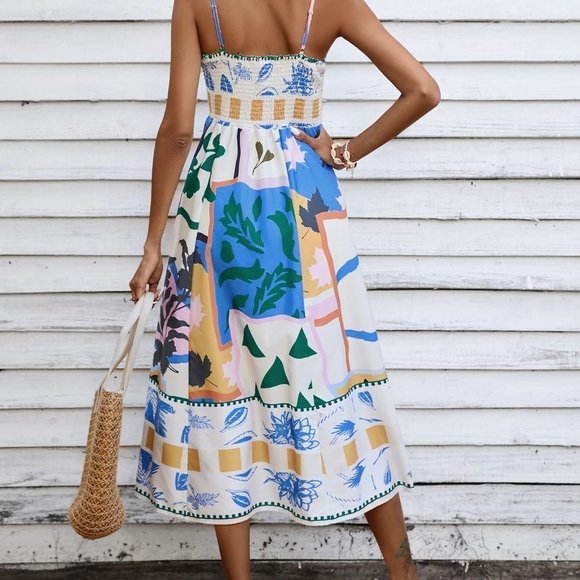 Multicolor Boho Womens Geo Print Cami Dress - Picture 2 of 5